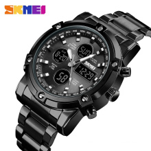 SKMEI 1389 Stainless Steel Quartz Watch Men 50M Waterproof Dual Time Zone china Watch